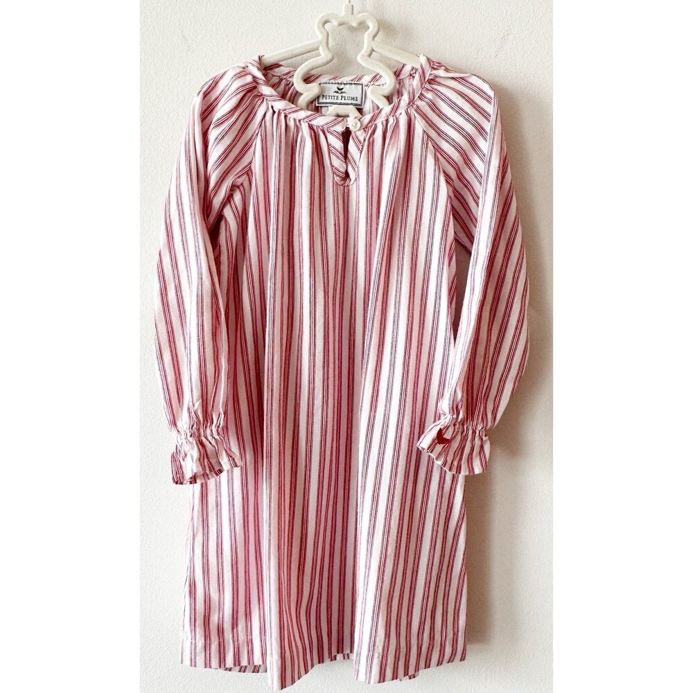 Petite Plume Pajama Dress Girl 2T Christmas Cottage Luxury Stripe Nightgown Red